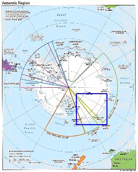 Administratives carte de Antarctique en anglais