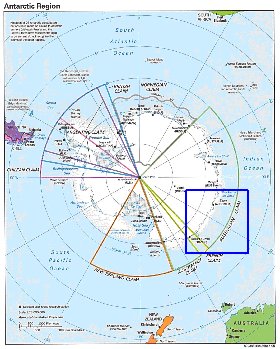 Administratives carte de Antarctique en anglais