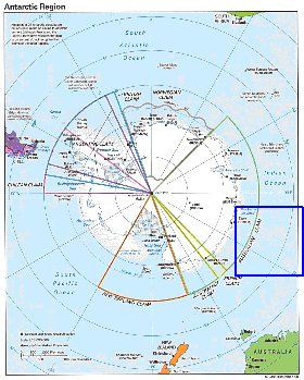 Administratives carte de Antarctique en anglais