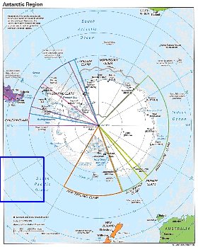 Administratives carte de Antarctique en anglais