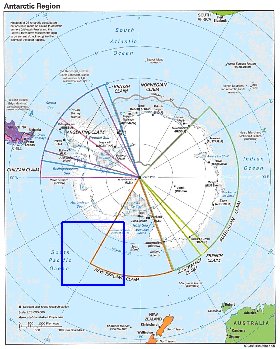 Administratives carte de Antarctique en anglais