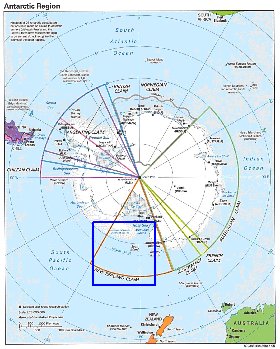 Administratives carte de Antarctique en anglais