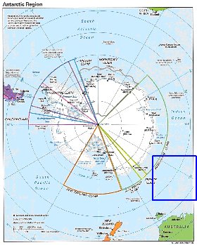 Administratives carte de Antarctique en anglais