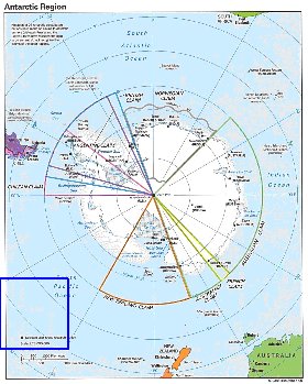 Administratives carte de Antarctique en anglais