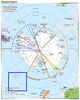 Administratives carte de Antarctique en anglais