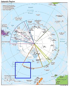 Administratives carte de Antarctique en anglais