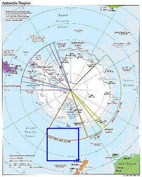 Administratives carte de Antarctique en anglais