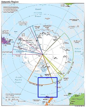 Administratives carte de Antarctique en anglais