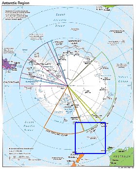 Administratives carte de Antarctique en anglais