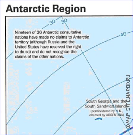 Administratives carte de Antarctique en anglais