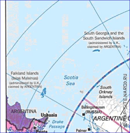 Administratives carte de Antarctique en anglais