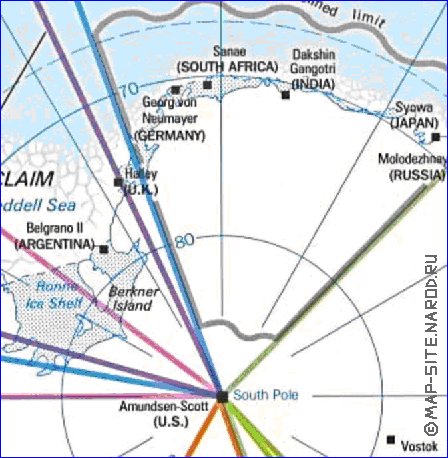 Administratives carte de Antarctique en anglais