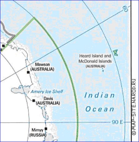 Administratives carte de Antarctique en anglais