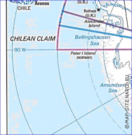 Administratives carte de Antarctique en anglais