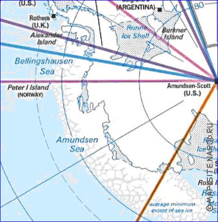 Administratives carte de Antarctique en anglais