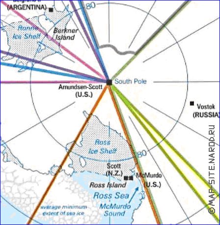 Administratives carte de Antarctique en anglais