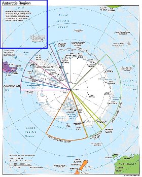 Administratives carte de Antarctique en anglais