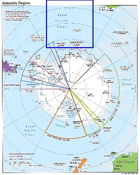 Administratives carte de Antarctique en anglais