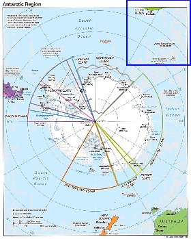 Administratives carte de Antarctique en anglais