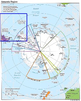 Administratives carte de Antarctique en anglais