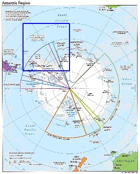 Administratives carte de Antarctique en anglais