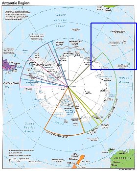 Administratives carte de Antarctique en anglais