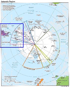 Administratives carte de Antarctique en anglais