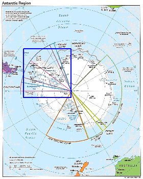 Administratives carte de Antarctique en anglais