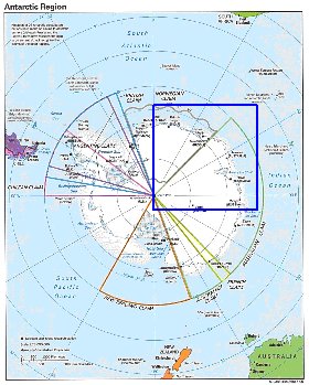 Administratives carte de Antarctique en anglais