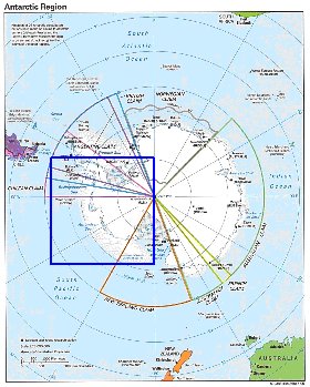 Administratives carte de Antarctique en anglais