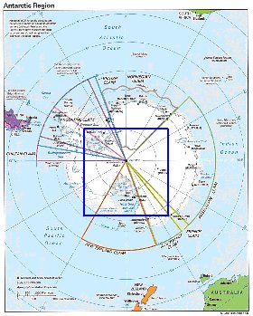 Administratives carte de Antarctique en anglais