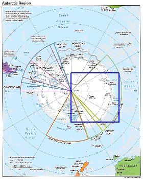 Administratives carte de Antarctique en anglais