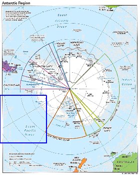 Administratives carte de Antarctique en anglais