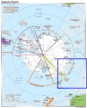 Administratives carte de Antarctique en anglais