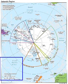 Administratives carte de Antarctique en anglais