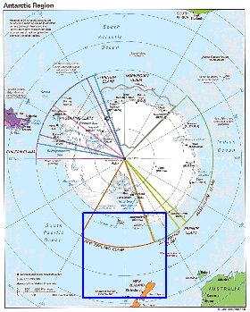 Administratives carte de Antarctique en anglais