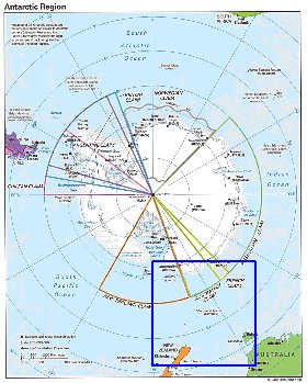 Administratives carte de Antarctique en anglais