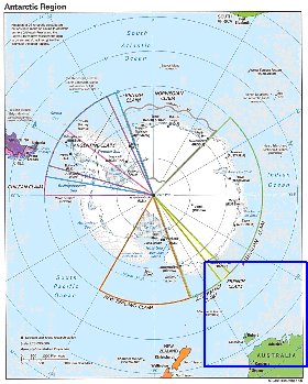 Administratives carte de Antarctique en anglais