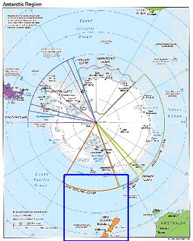 Administratives carte de Antarctique en anglais