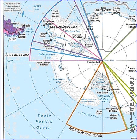 Administrativa mapa de Antartica em ingles