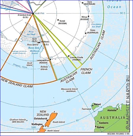 Administratives carte de Antarctique en anglais