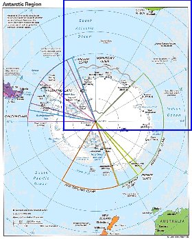 Administratives carte de Antarctique en anglais