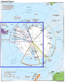 Administrativa mapa de Antartica em ingles