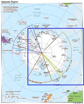 Administratives carte de Antarctique en anglais