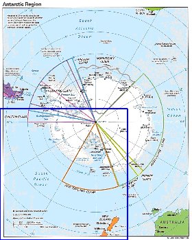 Administratives carte de Antarctique en anglais