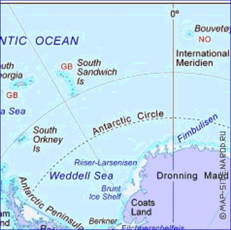 carte de Antarctique en anglais