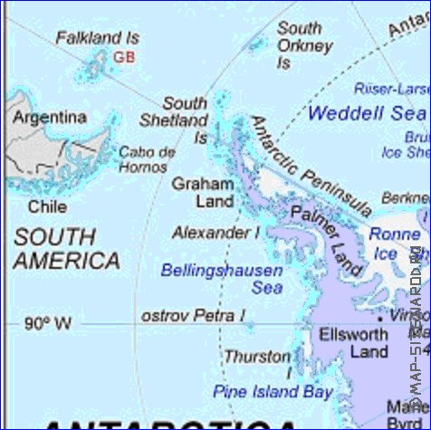 carte de Antarctique en anglais