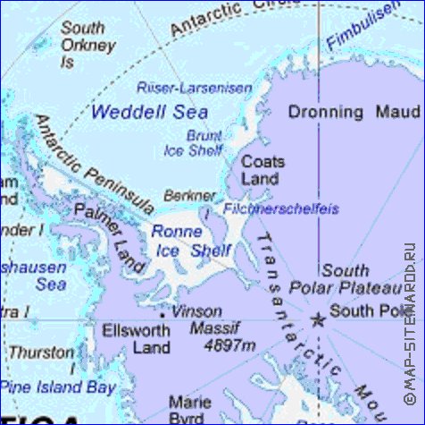 mapa de Antartica em ingles