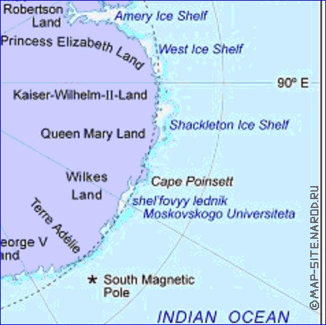 mapa de Antartica em ingles