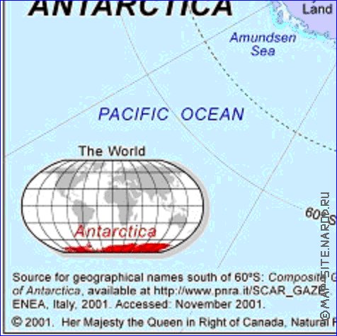 mapa de Antartica em ingles